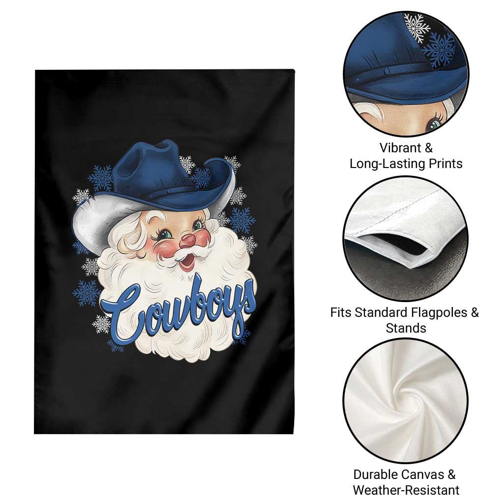 Christmas Cowboys Fan Garden Flag Funny Xmas American Football Blue Santa - Wonder Print Shop