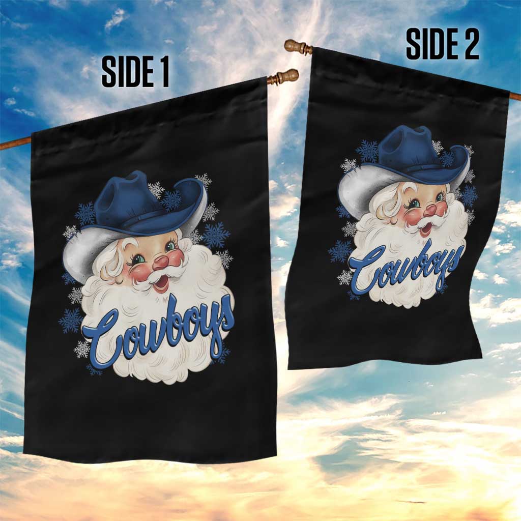 Christmas Cowboys Fan Garden Flag Funny Xmas American Football Blue Santa - Wonder Print Shop