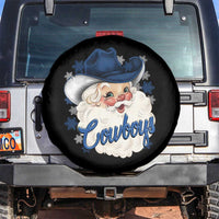Christmas Cowboys Fan Spare Tire Cover Funny Xmas American Football Blue Santa - Wonder Print Shop
