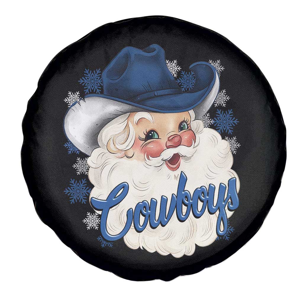 Christmas Cowboys Fan Spare Tire Cover Funny Xmas American Football Blue Santa - Wonder Print Shop
