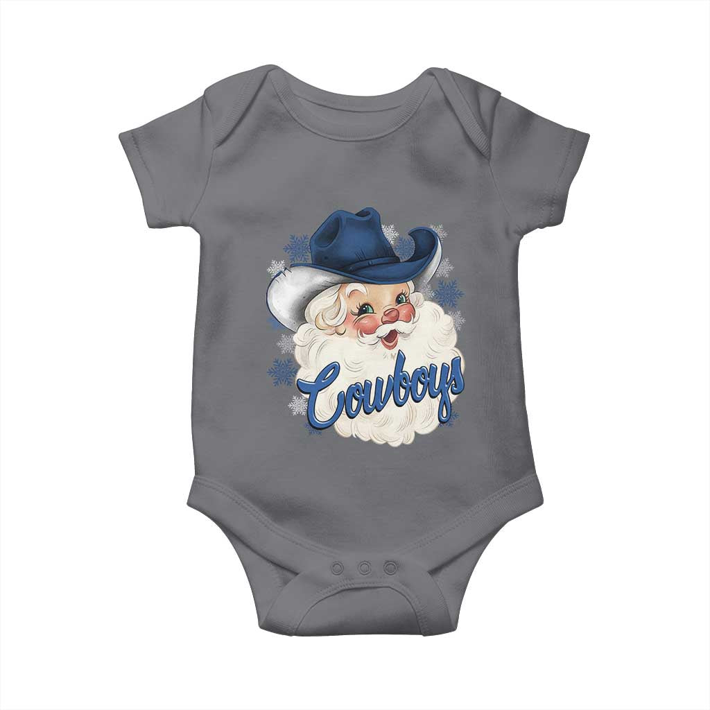 Christmas Cowboys Fan Baby Onesie Funny Xmas American Football Blue Santa - Wonder Print Shop