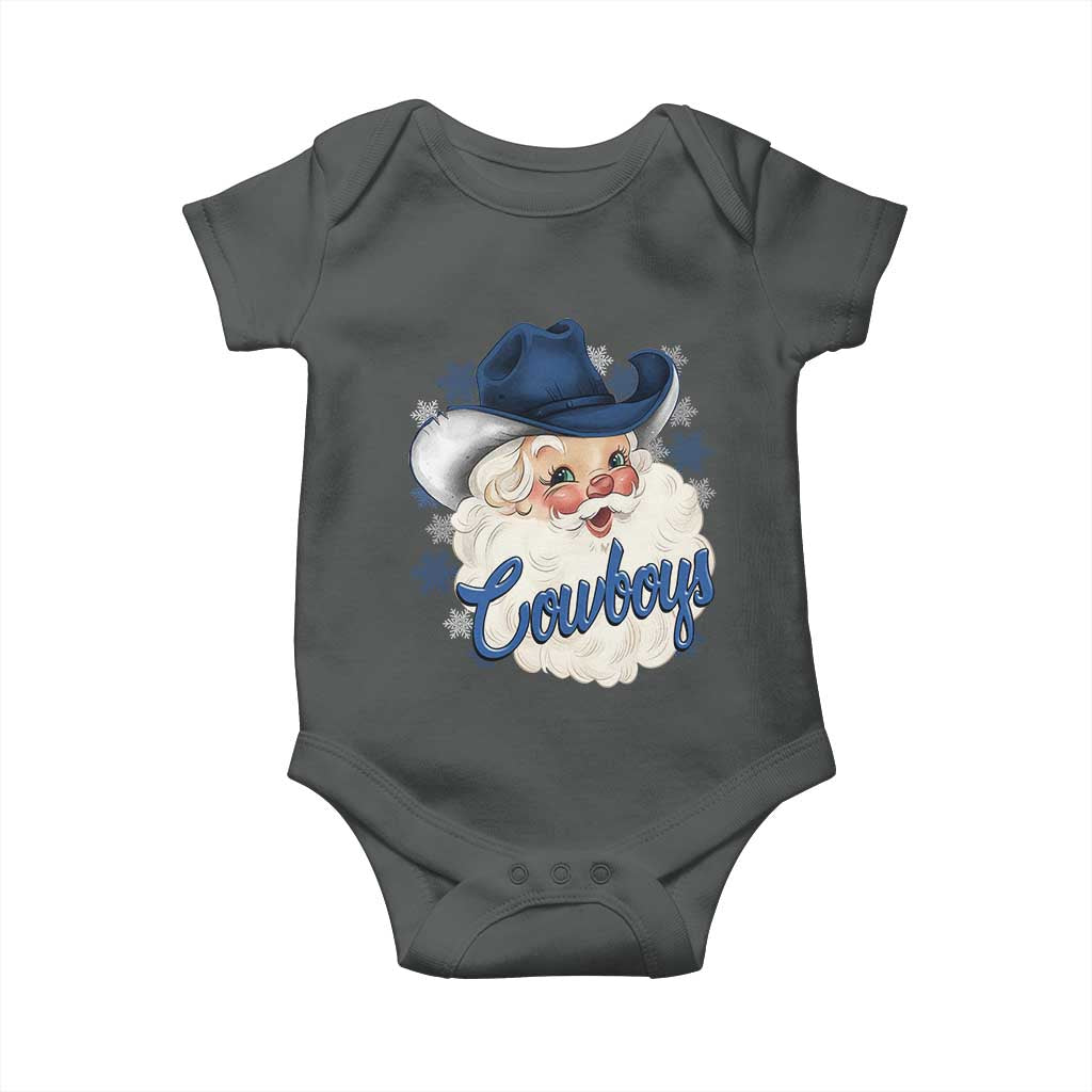 Christmas Cowboys Fan Baby Onesie Funny Xmas American Football Blue Santa - Wonder Print Shop