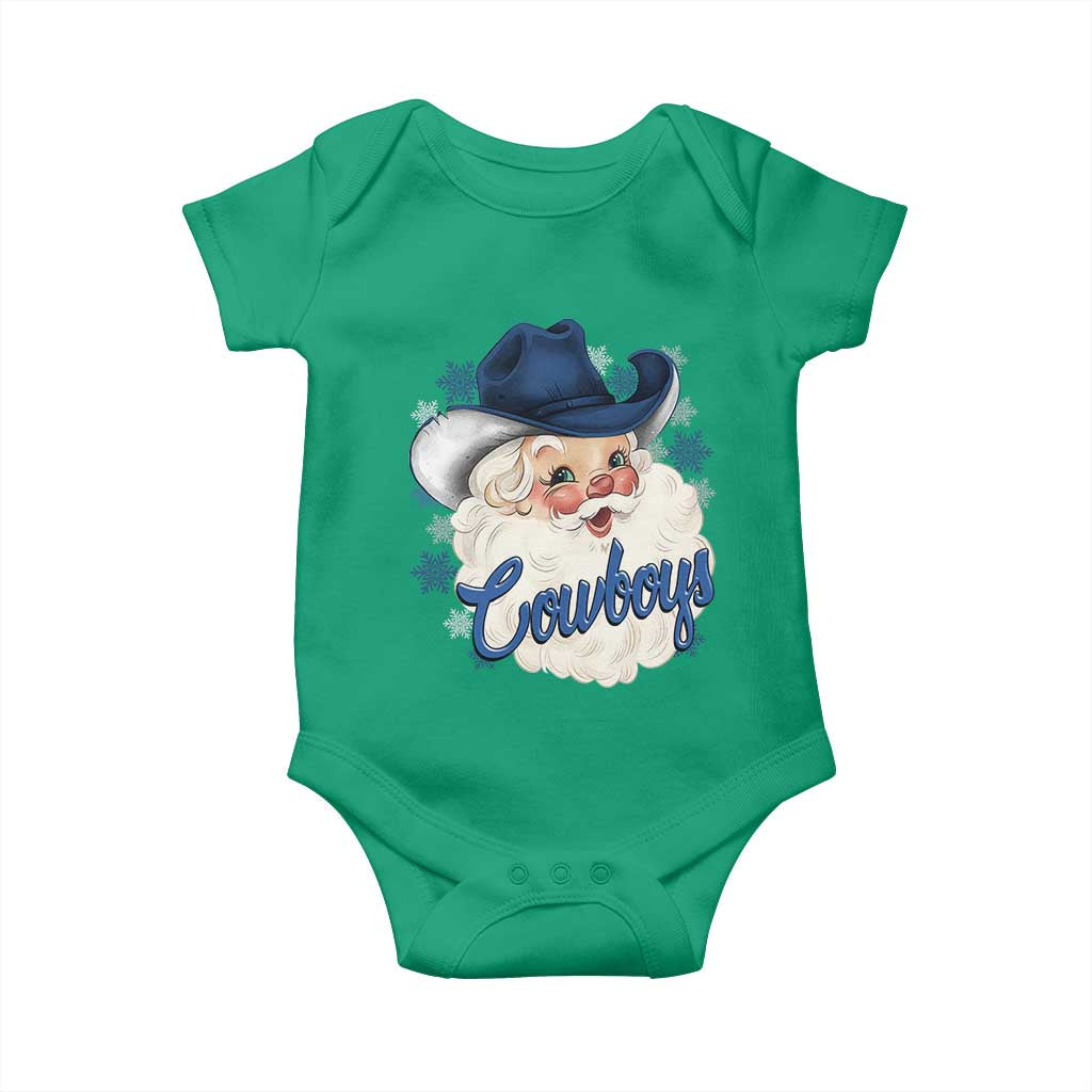 Christmas Cowboys Fan Baby Onesie Funny Xmas American Football Blue Santa - Wonder Print Shop