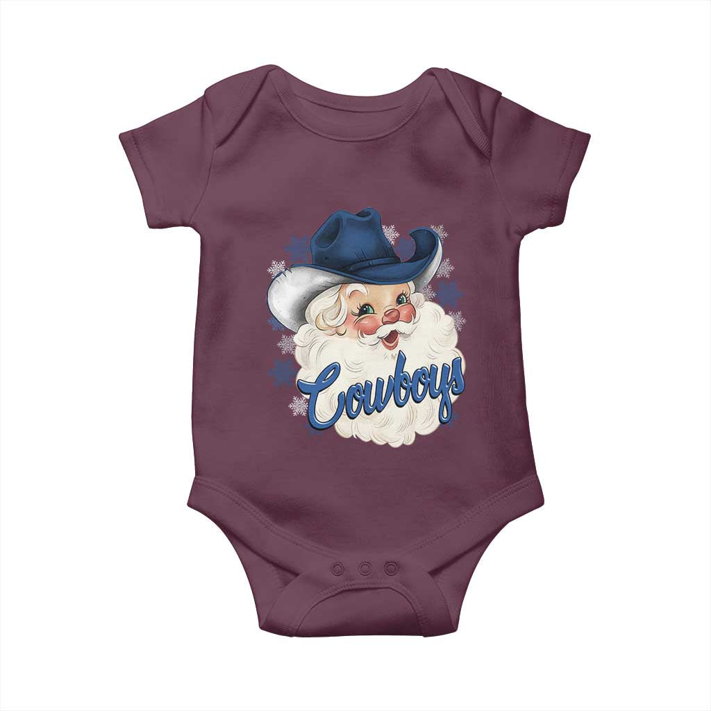 Christmas Cowboys Fan Baby Onesie Funny Xmas American Football Blue Santa - Wonder Print Shop