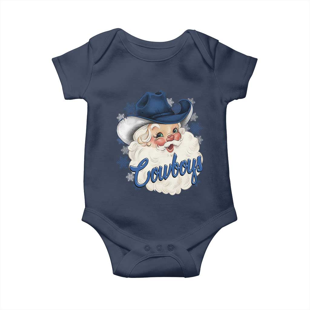 Christmas Cowboys Fan Baby Onesie Funny Xmas American Football Blue Santa - Wonder Print Shop