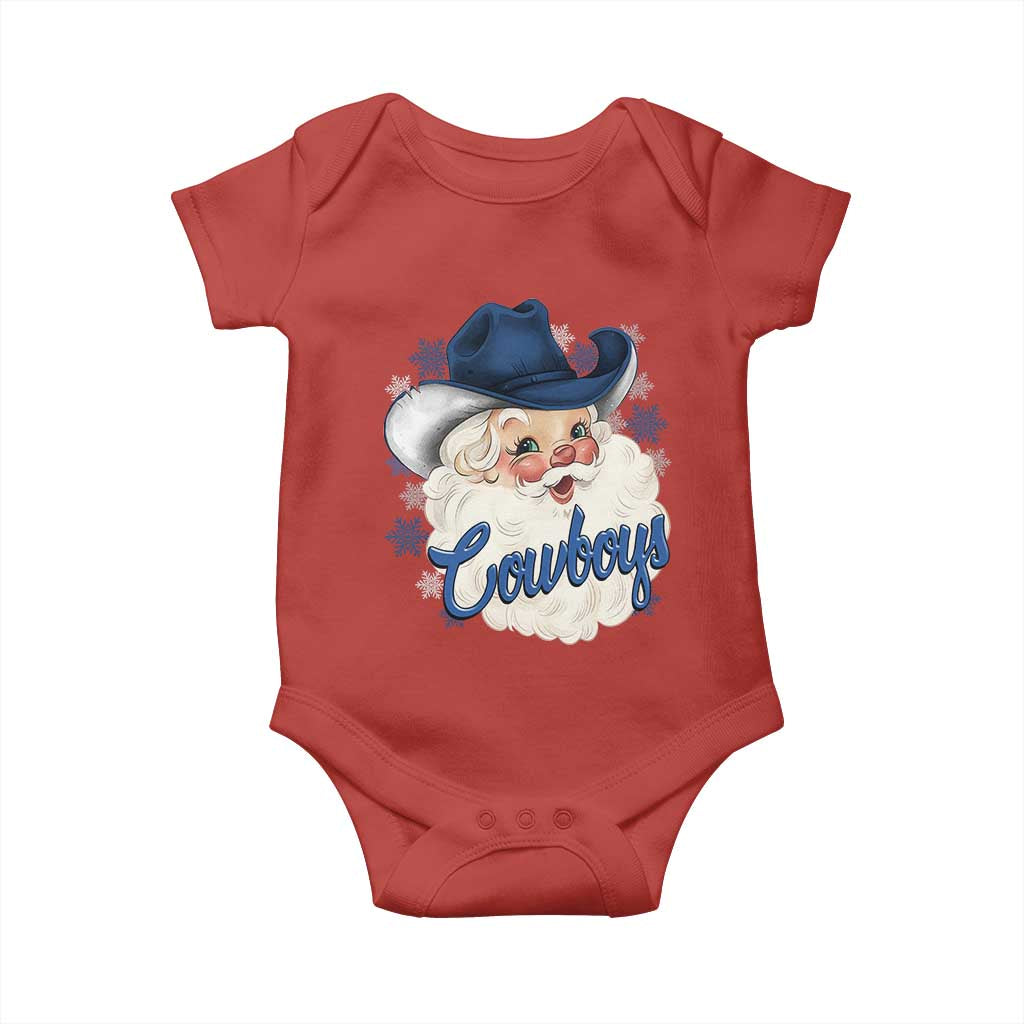 Christmas Cowboys Fan Baby Onesie Funny Xmas American Football Blue Santa - Wonder Print Shop