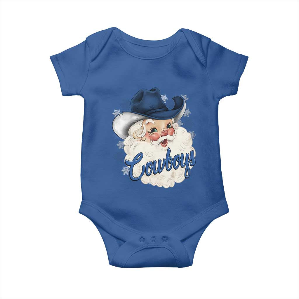 Christmas Cowboys Fan Baby Onesie Funny Xmas American Football Blue Santa - Wonder Print Shop