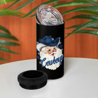 Christmas Cowboys Fan 4 in 1 Can Cooler Tumbler Funny Xmas American Football Blue Santa - Wonder Print Shop