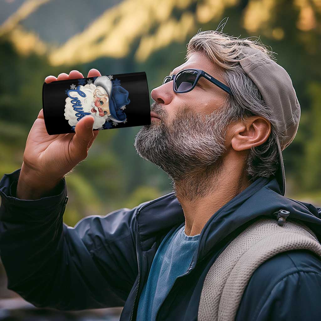 Christmas Cowboys Fan 4 in 1 Can Cooler Tumbler Funny Xmas American Football Blue Santa - Wonder Print Shop