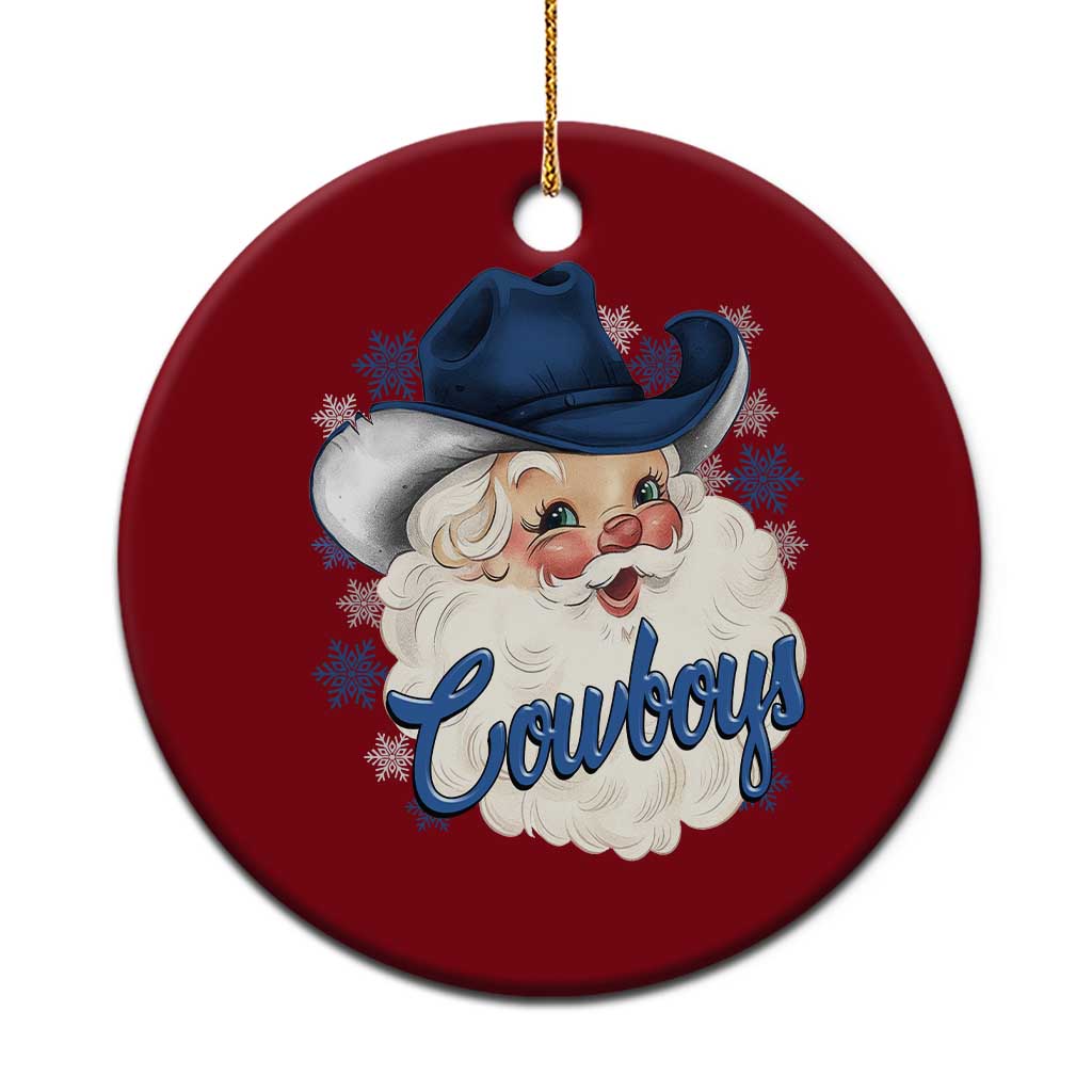 Christmas Cowboys Fan Ceramic Ornament Funny Xmas American Football Blue Santa - Wonder Print Shop