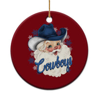 Christmas Cowboys Fan Ceramic Ornament Funny Xmas American Football Blue Santa - Wonder Print Shop