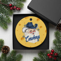 Christmas Cowboys Fan Ceramic Ornament Funny Xmas American Football Blue Santa - Wonder Print Shop