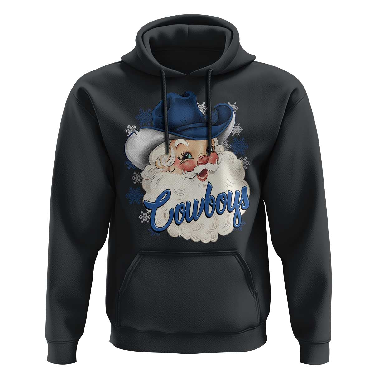 Christmas Cowboys Fan Hoodie Funny Xmas American Football Blue Santa - Wonder Print Shop