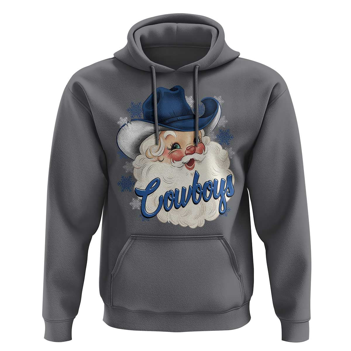 Christmas Cowboys Fan Hoodie Funny Xmas American Football Blue Santa - Wonder Print Shop