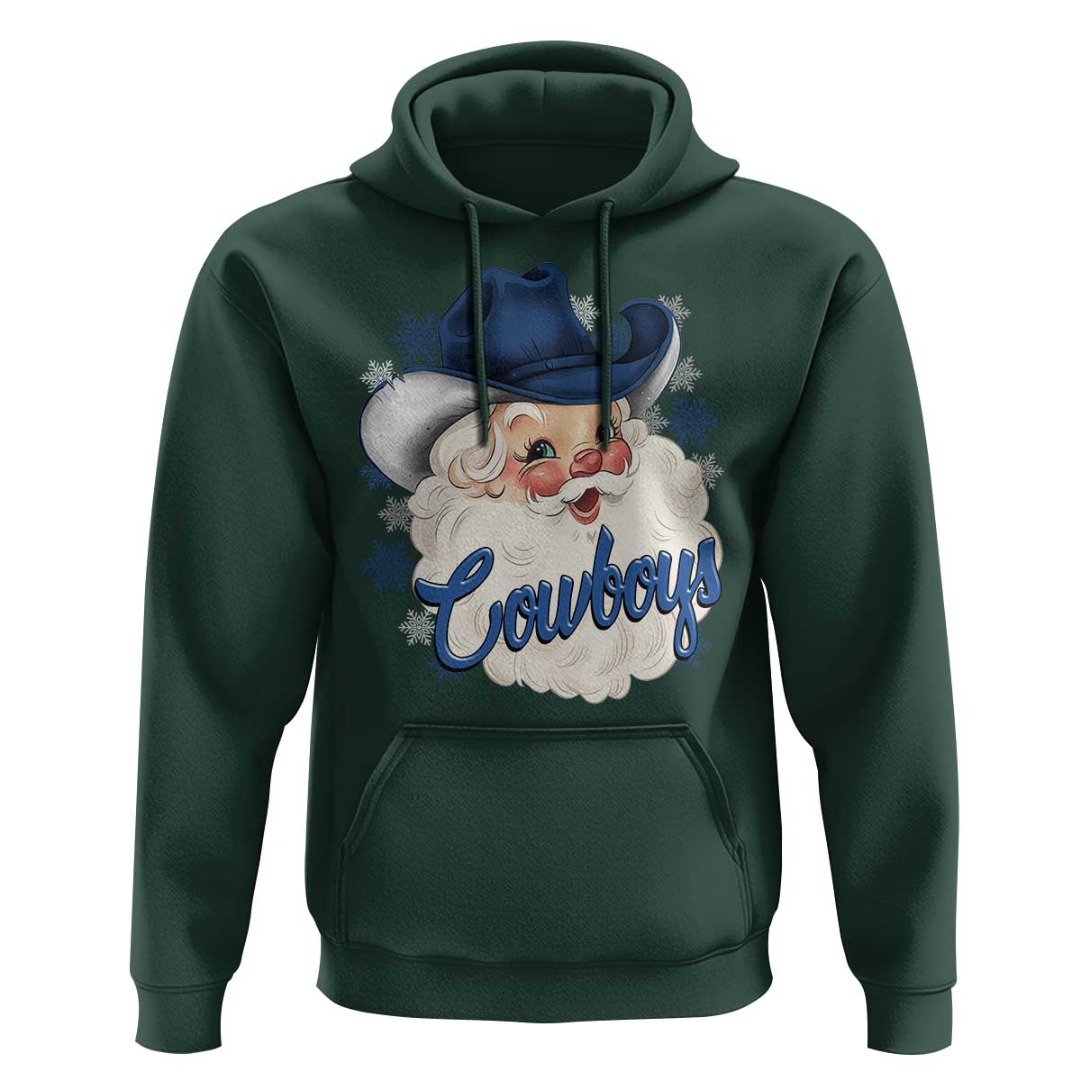 Christmas Cowboys Fan Hoodie Funny Xmas American Football Blue Santa - Wonder Print Shop