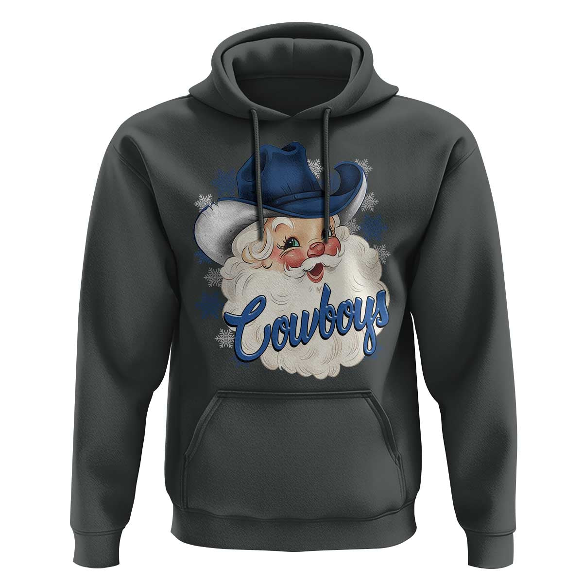 Christmas Cowboys Fan Hoodie Funny Xmas American Football Blue Santa - Wonder Print Shop