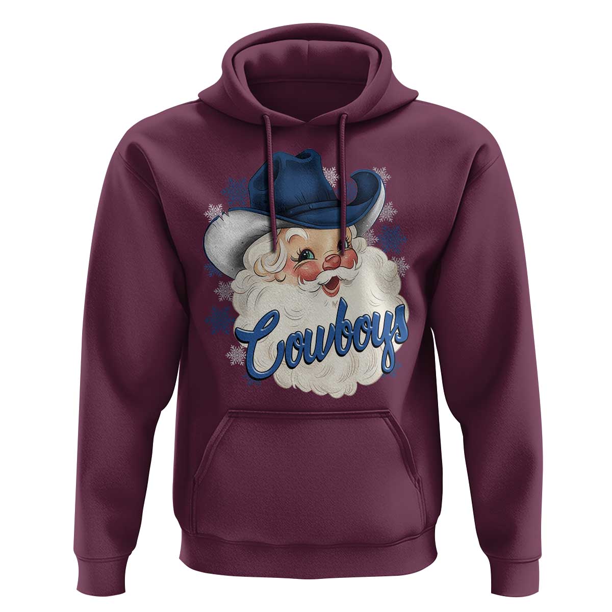Christmas Cowboys Fan Hoodie Funny Xmas American Football Blue Santa - Wonder Print Shop