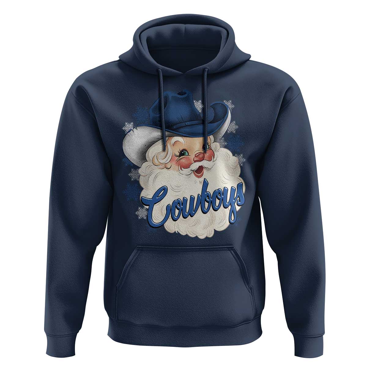 Christmas Cowboys Fan Hoodie Funny Xmas American Football Blue Santa - Wonder Print Shop