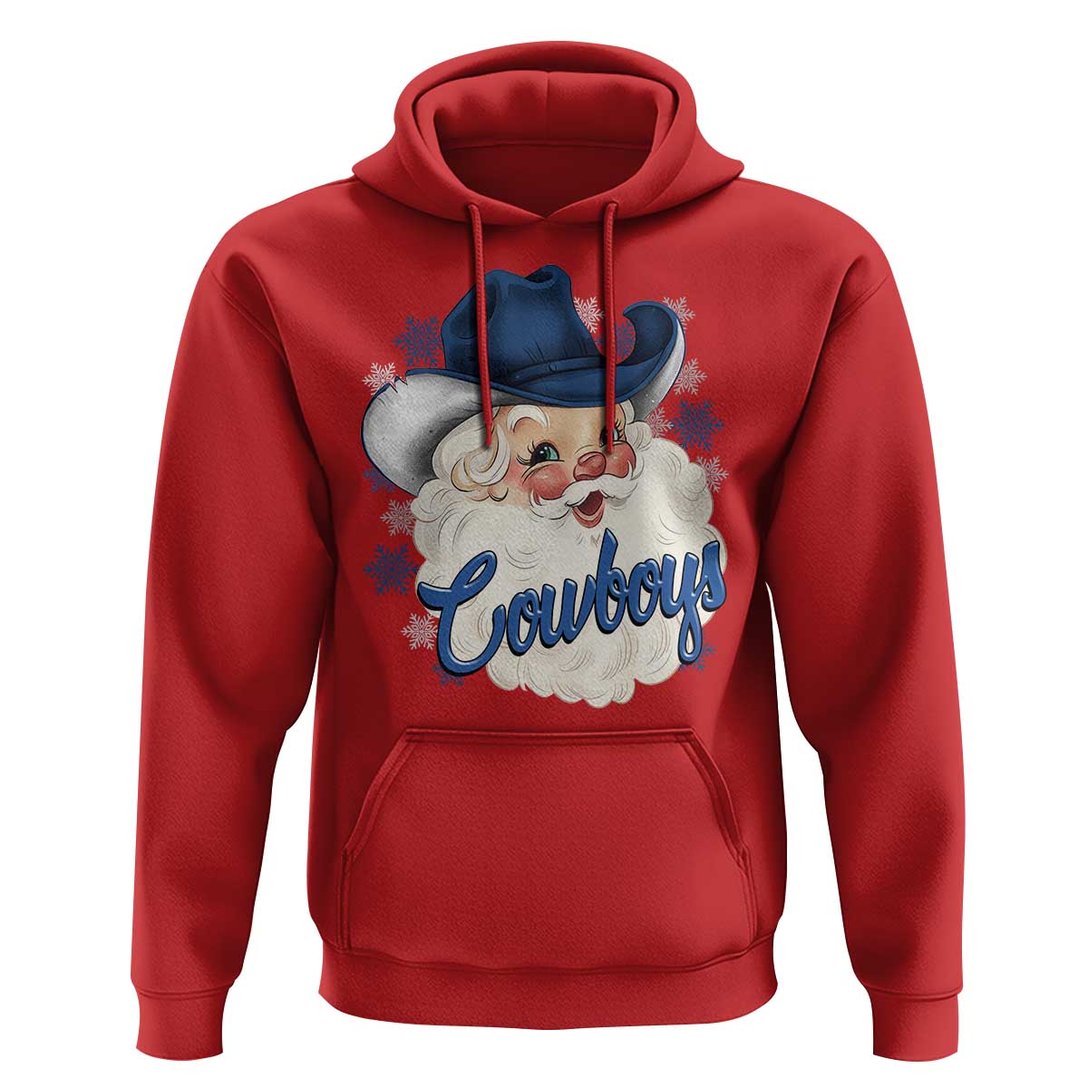 Christmas Cowboys Fan Hoodie Funny Xmas American Football Blue Santa - Wonder Print Shop