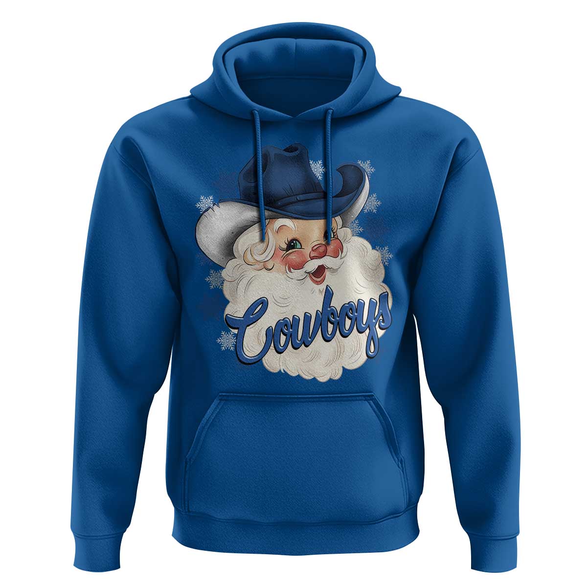 Christmas Cowboys Fan Hoodie Funny Xmas American Football Blue Santa - Wonder Print Shop