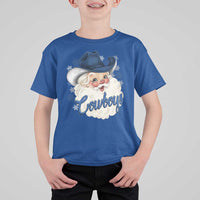 Christmas Cowboys Fan T Shirt For Kid Funny Xmas American Football Blue Santa - Wonder Print Shop