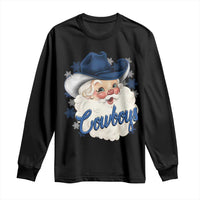 Christmas Cowboys Fan Long Sleeve Shirt Funny Xmas American Football Blue Santa - Wonder Print Shop