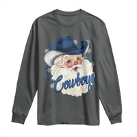 Christmas Cowboys Fan Long Sleeve Shirt Funny Xmas American Football Blue Santa - Wonder Print Shop
