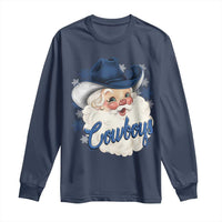 Christmas Cowboys Fan Long Sleeve Shirt Funny Xmas American Football Blue Santa - Wonder Print Shop