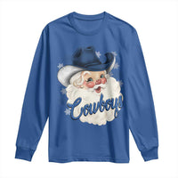 Christmas Cowboys Fan Long Sleeve Shirt Funny Xmas American Football Blue Santa - Wonder Print Shop
