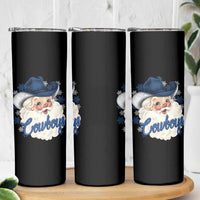 Christmas Cowboys Fan Skinny Tumbler Funny Xmas American Football Blue Santa - Wonder Print Shop