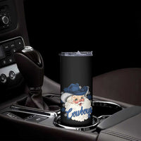 Christmas Cowboys Fan Skinny Tumbler Funny Xmas American Football Blue Santa - Wonder Print Shop