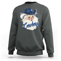 Christmas Cowboys Fan Sweatshirt Funny Xmas American Football Blue Santa - Wonder Print Shop