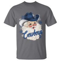Christmas Cowboys Fan T Shirt Funny Xmas American Football Blue Santa - Wonder Print Shop