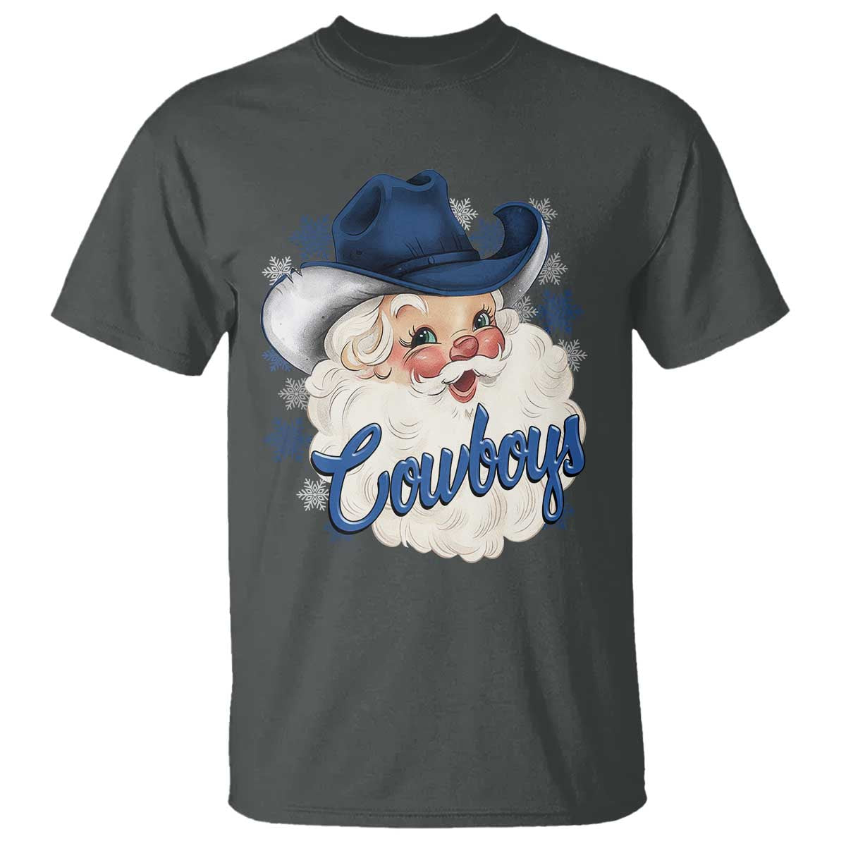 Christmas Cowboys Fan T Shirt Funny Xmas American Football Blue Santa - Wonder Print Shop
