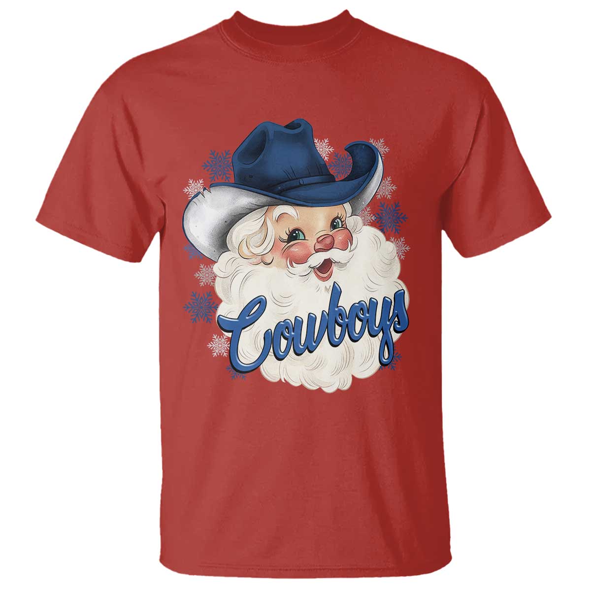 Christmas Cowboys Fan T Shirt Funny Xmas American Football Blue Santa - Wonder Print Shop