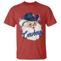 Christmas Cowboys Fan T Shirt Funny Xmas American Football Blue Santa - Wonder Print Shop