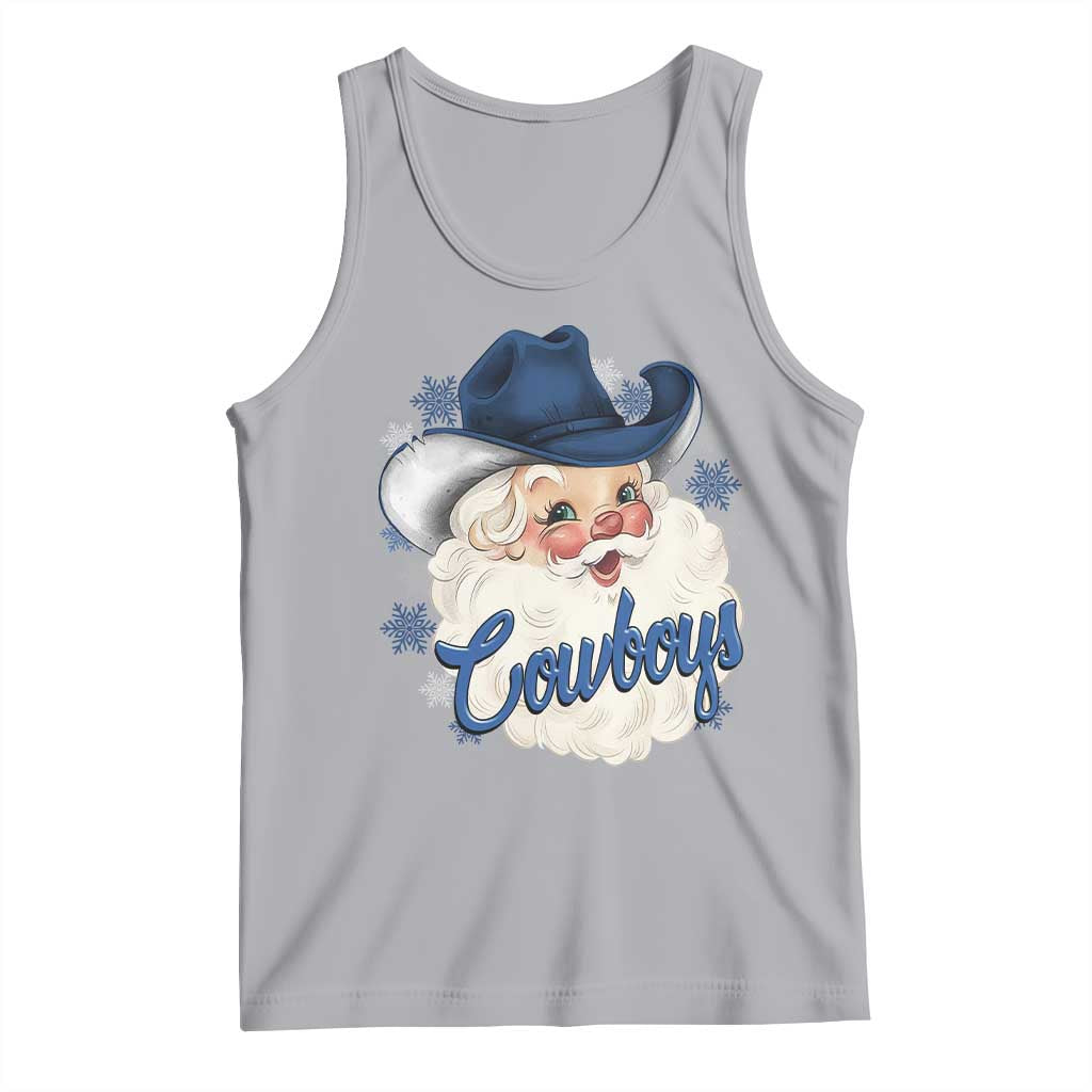 Christmas Cowboys Fan Tank Top Funny Xmas American Football Blue Santa - Wonder Print Shop