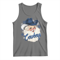 Christmas Cowboys Fan Tank Top Funny Xmas American Football Blue Santa - Wonder Print Shop