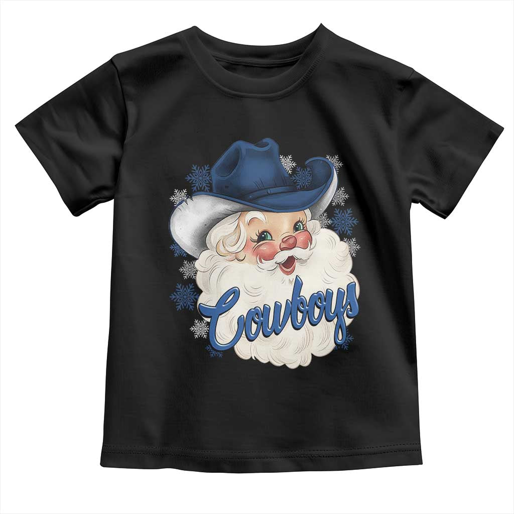 Christmas Cowboys Fan Toddler T Shirt Funny Xmas American Football Blue Santa - Wonder Print Shop