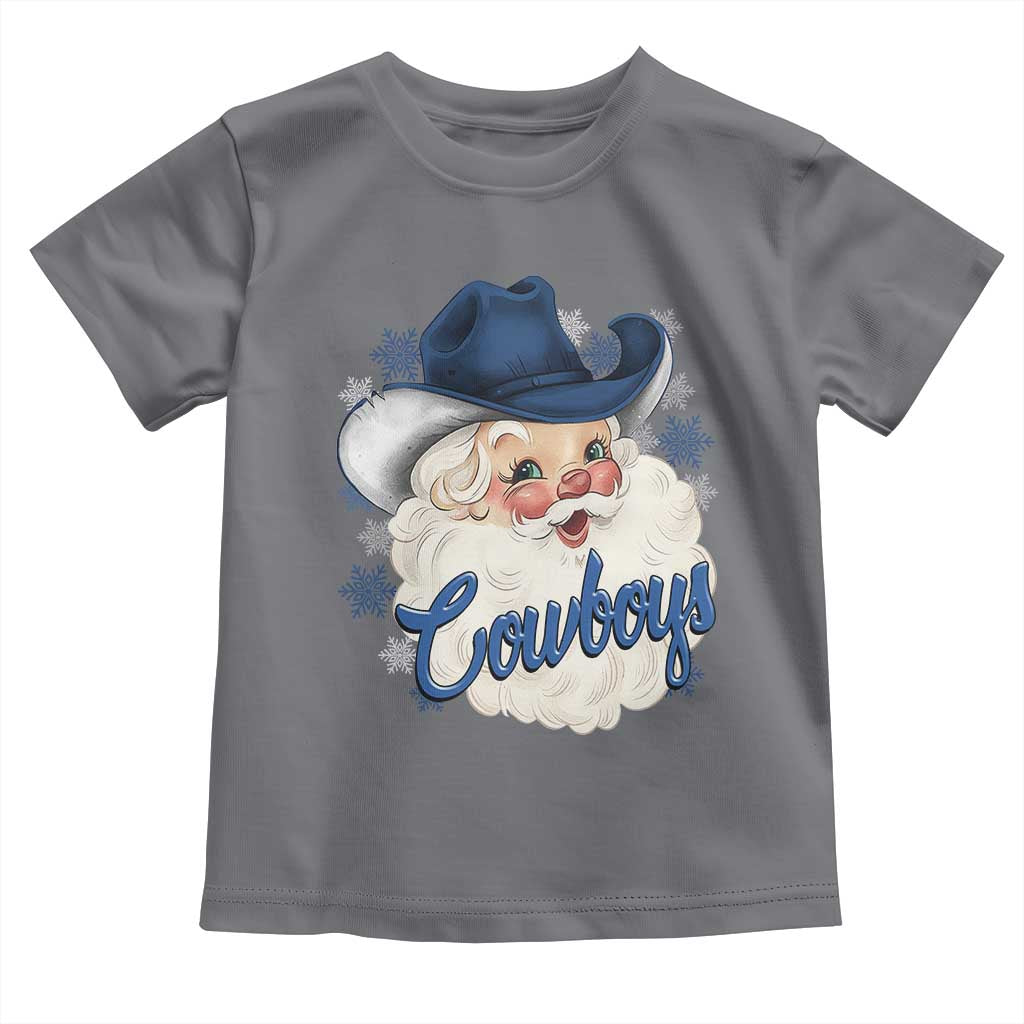 Christmas Cowboys Fan Toddler T Shirt Funny Xmas American Football Blue Santa - Wonder Print Shop