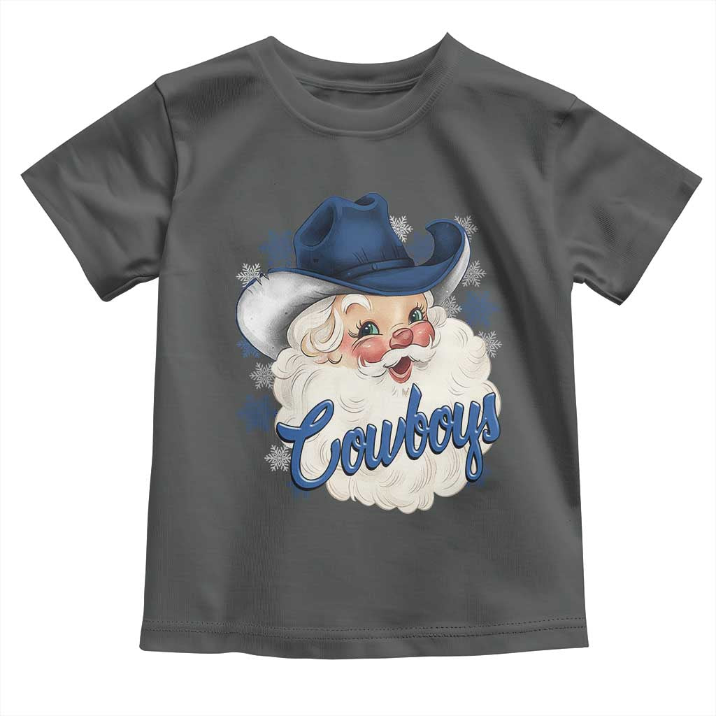 Christmas Cowboys Fan Toddler T Shirt Funny Xmas American Football Blue Santa - Wonder Print Shop