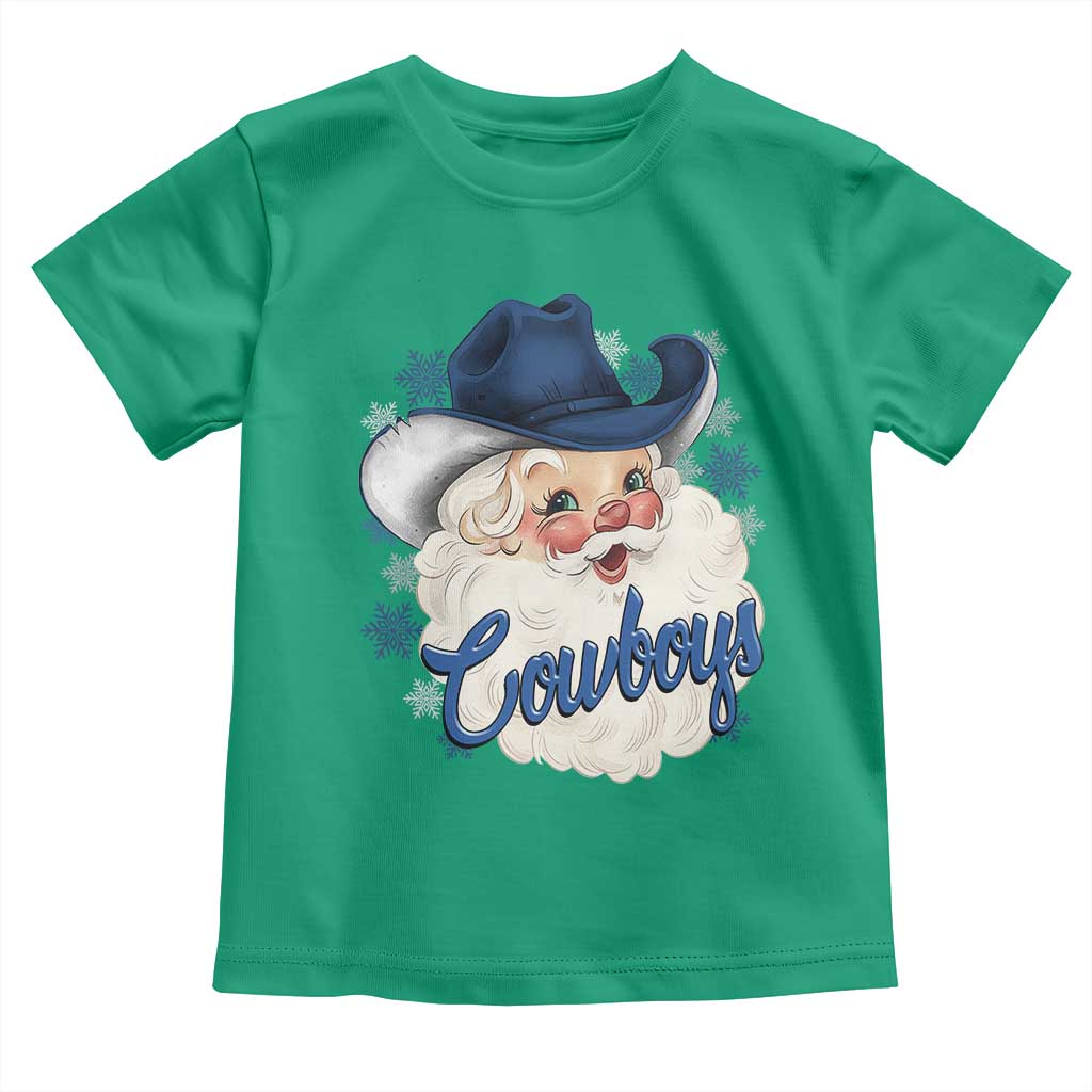 Christmas Cowboys Fan Toddler T Shirt Funny Xmas American Football Blue Santa - Wonder Print Shop