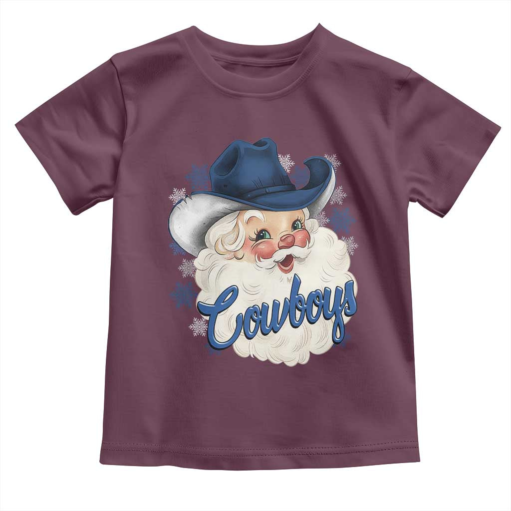 Christmas Cowboys Fan Toddler T Shirt Funny Xmas American Football Blue Santa - Wonder Print Shop