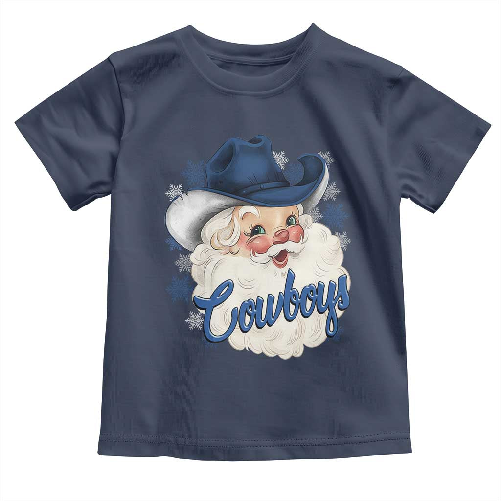Christmas Cowboys Fan Toddler T Shirt Funny Xmas American Football Blue Santa - Wonder Print Shop