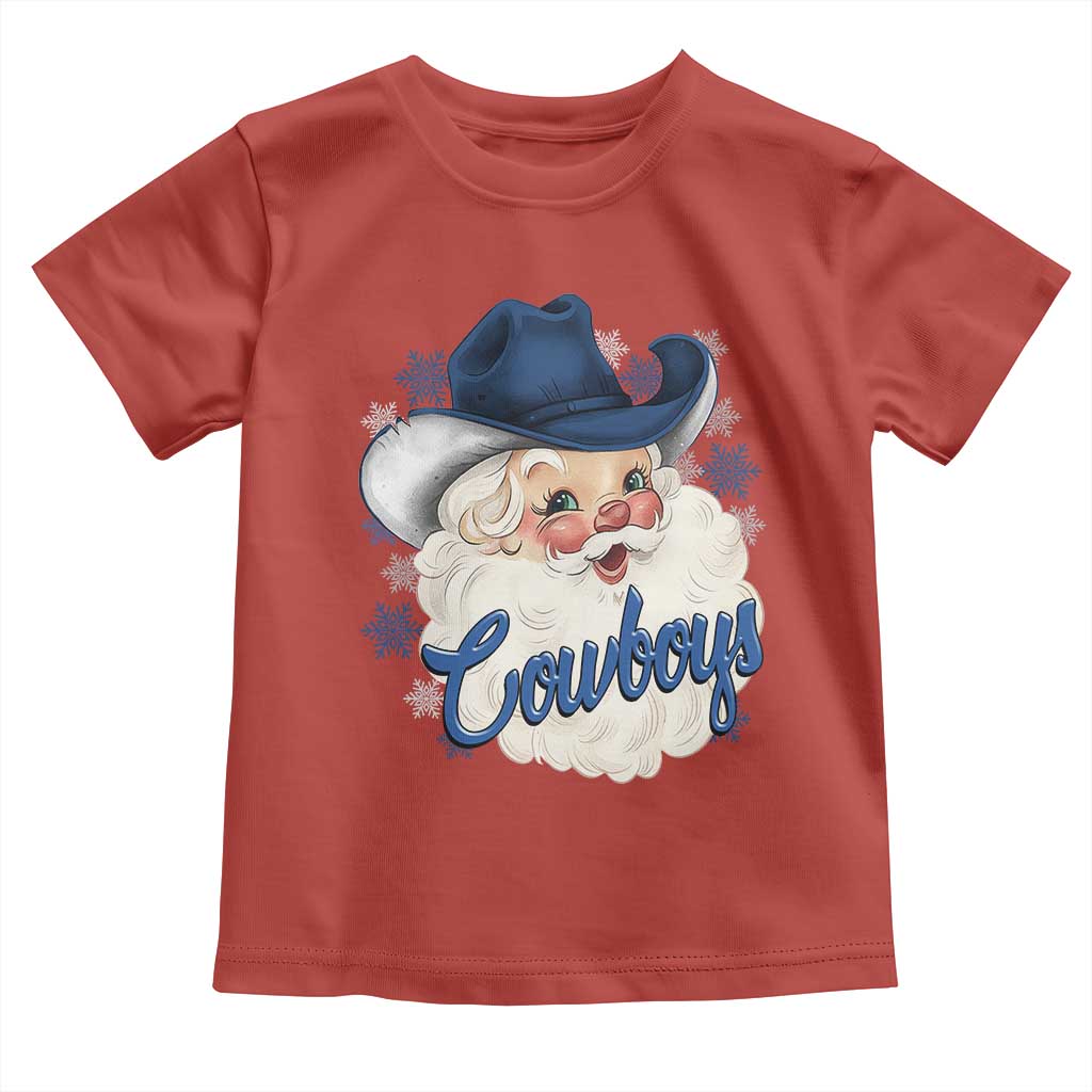 Christmas Cowboys Fan Toddler T Shirt Funny Xmas American Football Blue Santa - Wonder Print Shop
