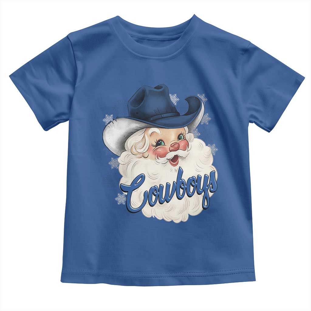 Christmas Cowboys Fan Toddler T Shirt Funny Xmas American Football Blue Santa - Wonder Print Shop
