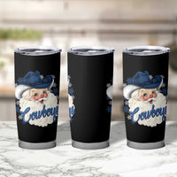 Christmas Cowboys Fan Tumbler Cup Funny Xmas American Football Blue Santa - Wonder Print Shop