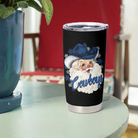 Christmas Cowboys Fan Tumbler Cup Funny Xmas American Football Blue Santa - Wonder Print Shop