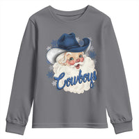 Christmas Cowboys Fan Youth Sweatshirt Funny Xmas American Football Blue Santa - Wonder Print Shop