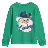 Christmas Cowboys Fan Youth Sweatshirt Funny Xmas American Football Blue Santa - Wonder Print Shop